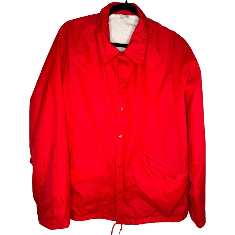 VINTAGE Ebert Jacket Mens XL Red Color Reb Windbreaker Snap Lined with Pockets
